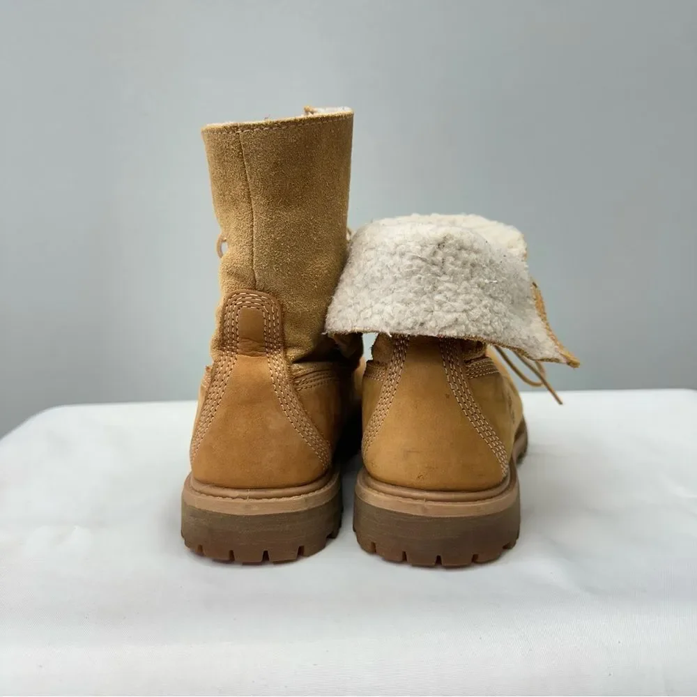 Timberland teddy lace up fold over boots leather brown women's 6 fully lined - Picture 5 of 9